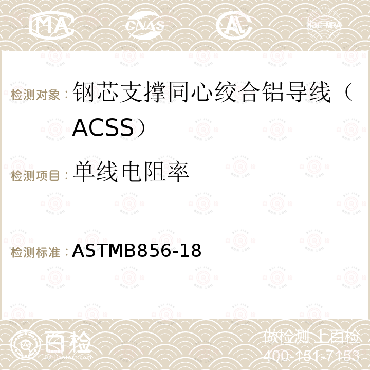 单线电阻率 钢芯支撑同心绞合铝导线（ACSS）