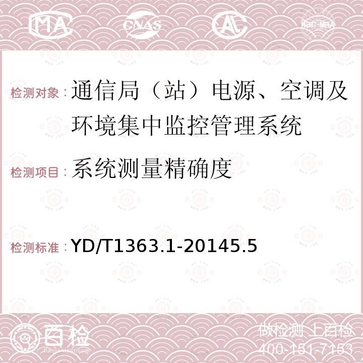 系统测量精确度 通信局（站）电源、空调及环境集中监控管理系统 第1部分：系统技术要求