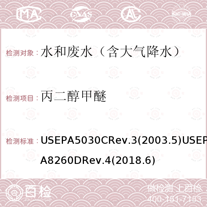 丙二醇甲醚 水质样品吹扫捕集 挥发性有机化合物的测定 气相色谱/质谱（GC / MS）法