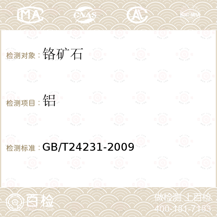 铝 铬矿石镁、铝、硅、钙、钛、钒、铬、锰、铁和镍含量的测定 波长色散X射线荧光光谱法