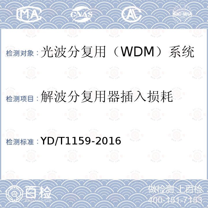 解波分复用器插入损耗 光波分复用（WDM）系统测试方法