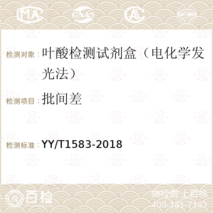 批间差 叶酸测定试剂盒（化学发光免疫分析法）