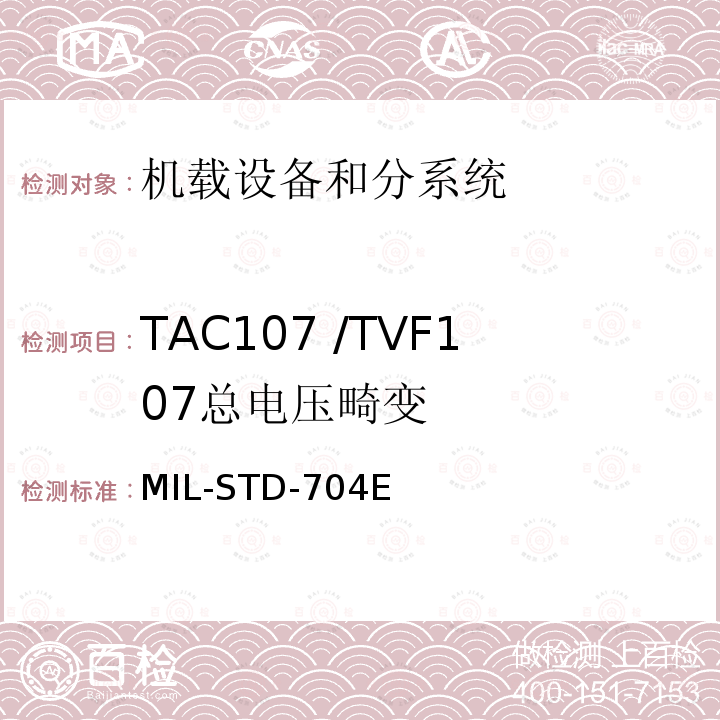 TAC107 /TVF107
总电压畸变 飞机供电特性