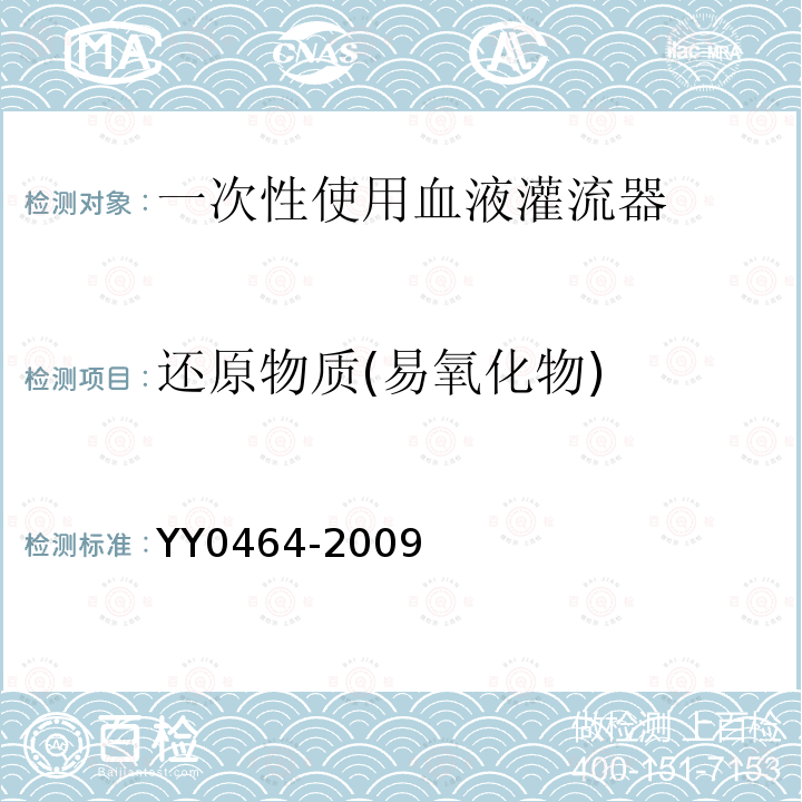 还原物质(易氧化物) YY 0464-2009 一次性使用血液灌流器