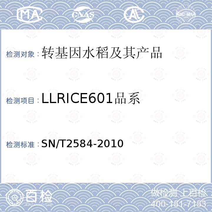 LLRICE601品系 水稻及其产品中转基因成分实时荧光PCR检测方法