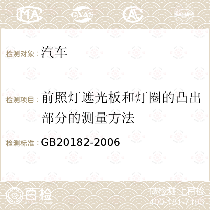 前照灯遮光板和灯圈的凸出部分的测量方法 商用车驾驶室外部凸出物