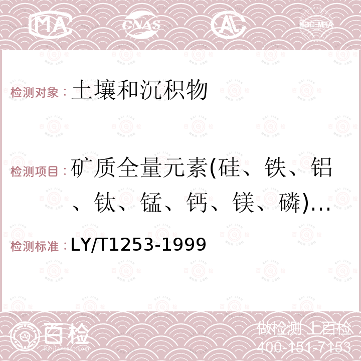 矿质全量元素(硅、铁、铝、钛、锰、钙、镁、磷)烧失量 森林土壤矿质全量元素(硅、铁、铝、钛、锰、钙、镁、磷)烧失量的测定