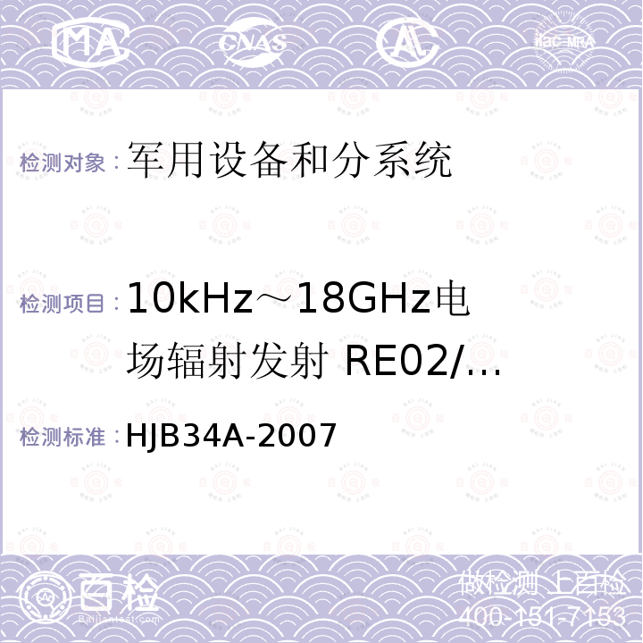 10kHz～18GHz电场辐射发射 RE02/RE102 舰船电磁兼容性要求