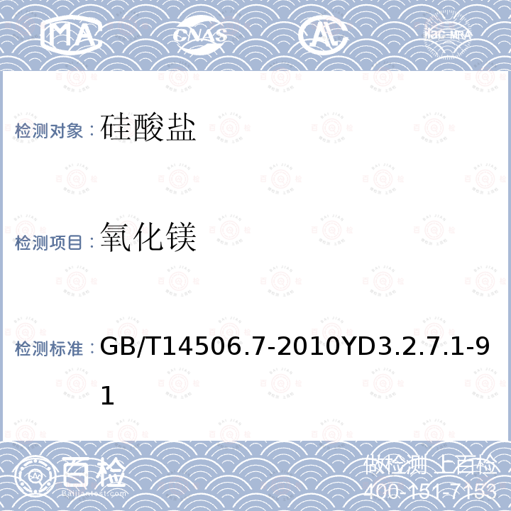 氧化镁 硅酸盐岩石化学分析方法 第7部分:氧化镁量测定;EDTA滴定差减法