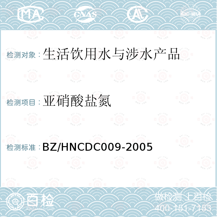 亚硝酸盐氮 BZ/HNCDC009-2005 离子色谱法测定水中六价铬与亚硝酸盐