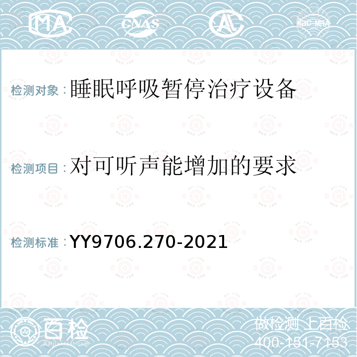 对可听声能增加的要求 医用电气设备 第2-70部分：睡眠呼吸暂停治疗设备的基本安全和基本性能专用要求