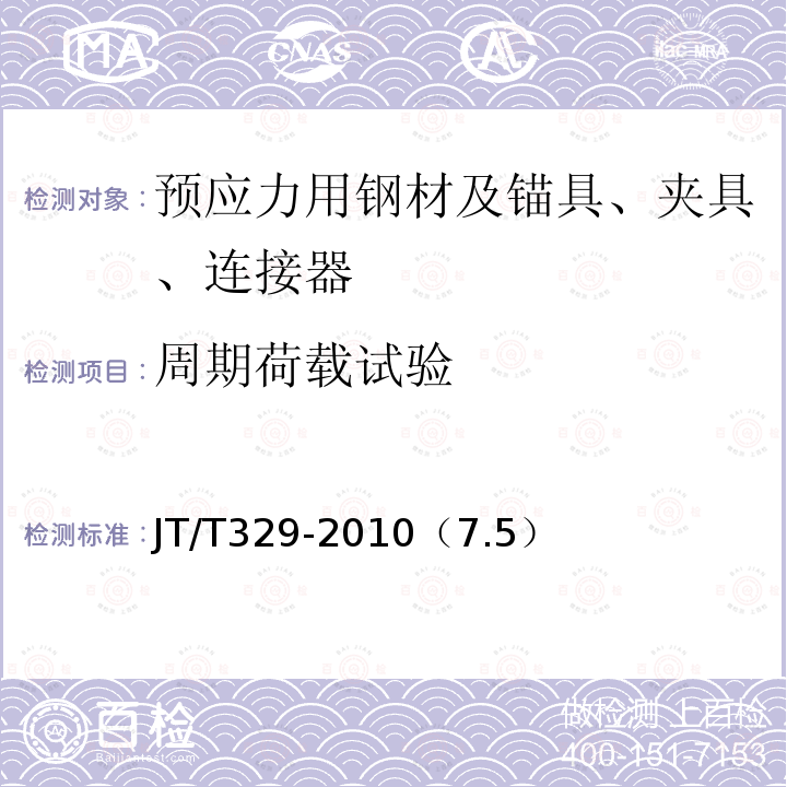 周期荷载试验 公路桥梁预应力钢绞线用锚具、夹具和连接器 周期荷载试验