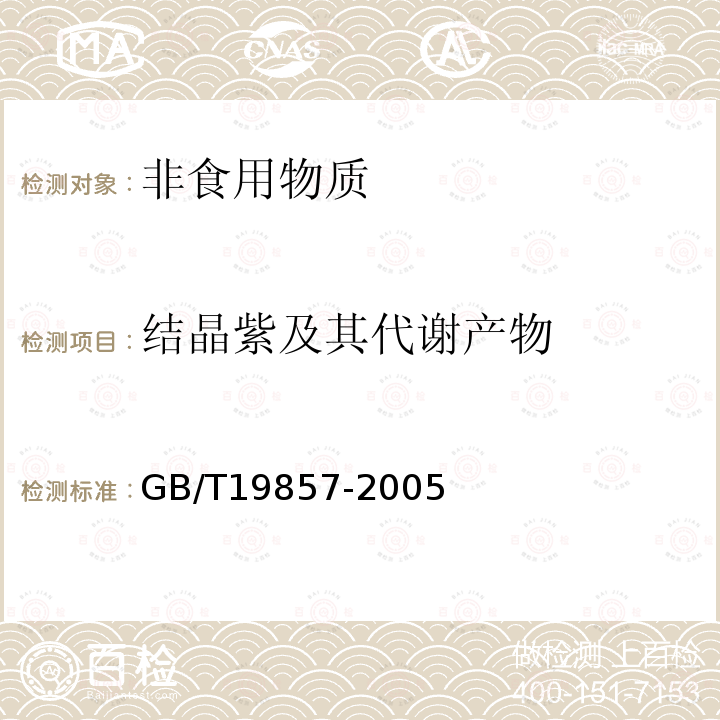 结晶紫及其代谢产物 水产品中孔雀石绿和结晶紫残留量的测定 液相色谱-串联质谱法