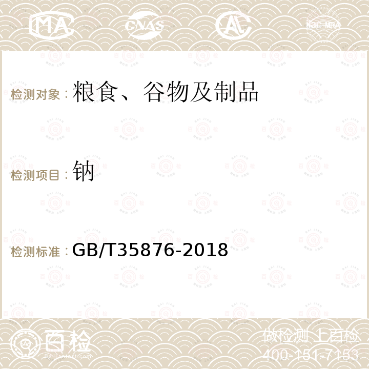 鈉 糧油檢驗 谷物及其制品中鈉、鎂、鉀、鈣、鉻、錳、鐵、銅、鋅、砷、硒、鎘和鉛的測定 電感耦合等離子體質(zhì)譜法