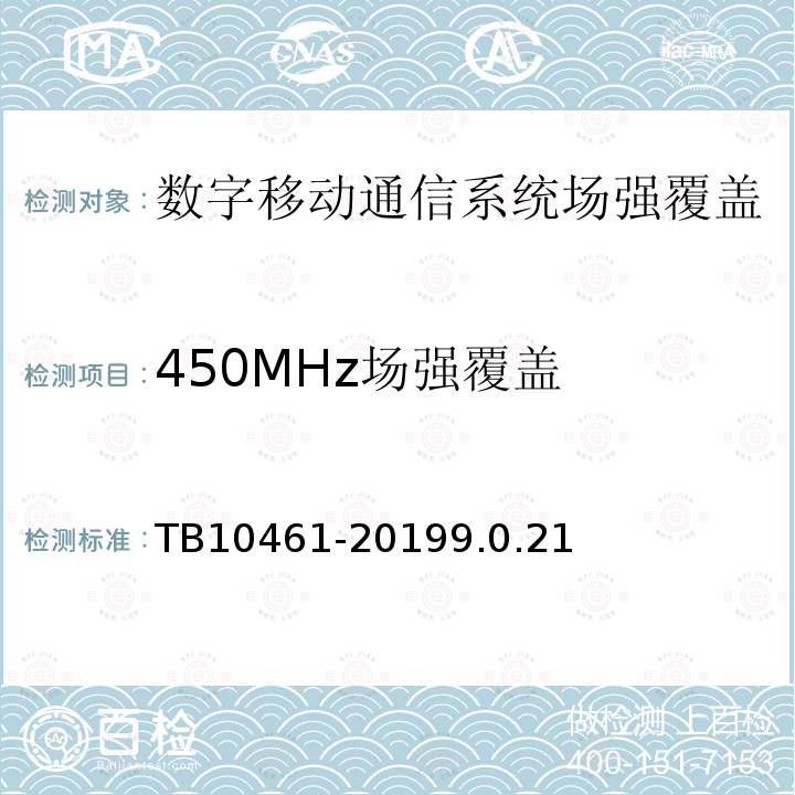 450MHz场强覆盖 客货共线铁路工程动态验收技术规范