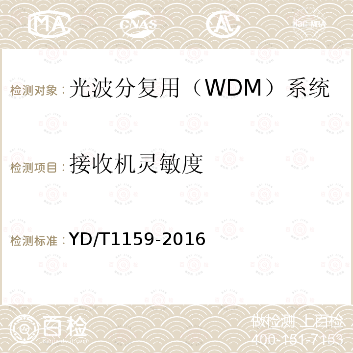 接收机灵敏度 光波分复用（WDM）系统测试方法