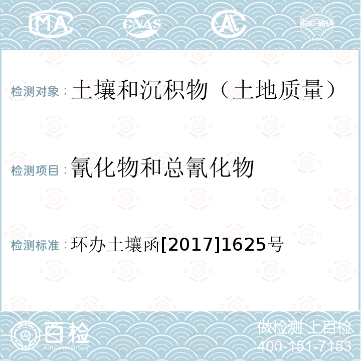 氰化物和总氰化物 环办土壤函[2017]1625号 全国土壤污染状况详查土壤样品分析测试方法技术规定 第一部分 土壤样品无机项目分析测试方法