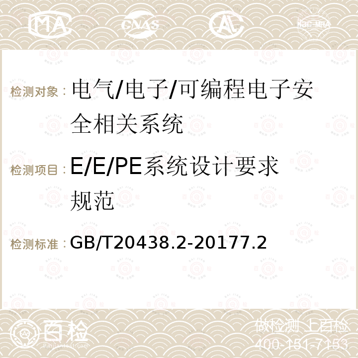 E/E/PE系统设计要求规范 GB/T 20438.3-2017 电气/电子/可编程电子安全相关系统的功能安全 第3部分：软件要求