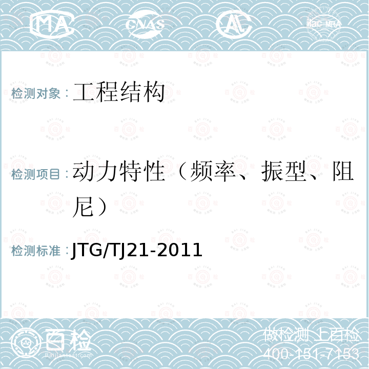 动力特性（频率、振型、阻尼） 公路桥梁承载能力检测评定规程（5.9）