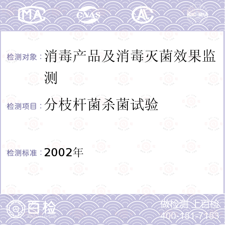 分枝杆菌杀菌试验 消毒技术规范   卫生部,2002年 2.1.1.8