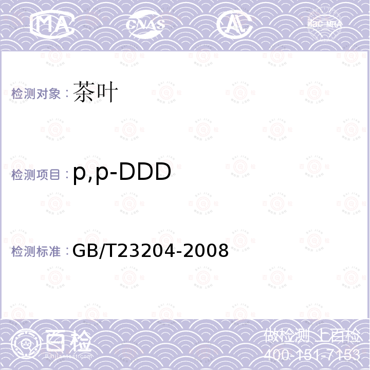 p,p-DDD 茶叶中519种农药及相关化学品残留量的测定 气相色谱-质谱法