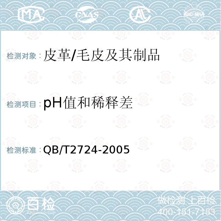 pH值和稀释差 皮革 化学试验 pH的测定