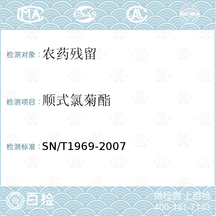 顺式氯菊酯 进出口食品中联苯菊酯残留量的检测方法 气相色谱-质谱法