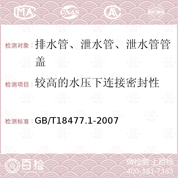 较高的水压下连接密封性 埋地排水用硬聚氯乙烯(PVC-U)结构壁管道系统 第1部分：双臂波纹管材 附录B