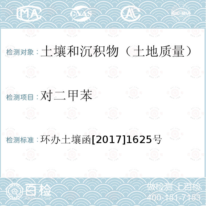 对二甲苯 全国土壤污染状况详查土壤样品分析测试方法技术规定 第二部分4挥发性有机物类