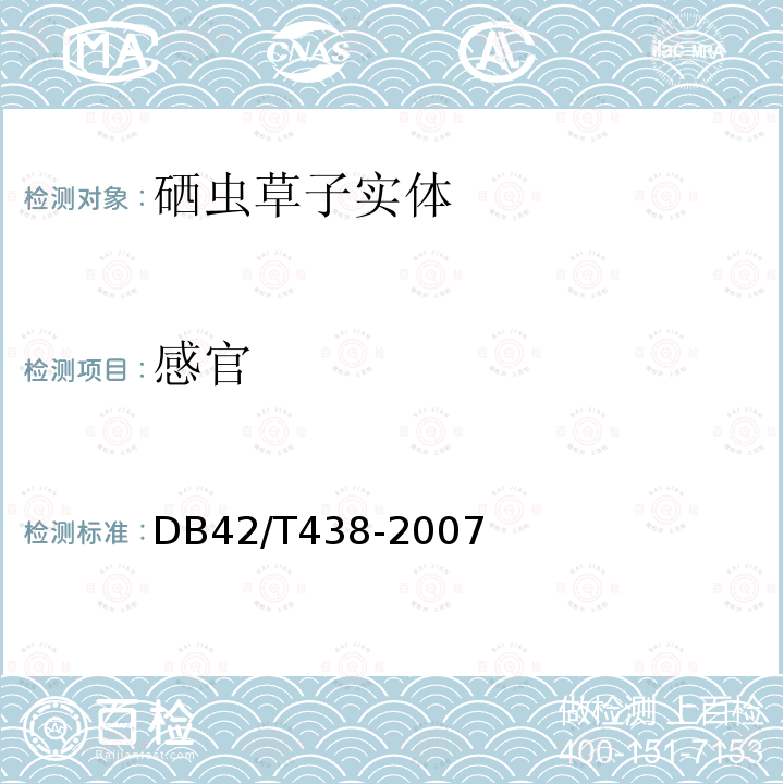感官 DB22/ 1901-2013 蛹虫草子实体