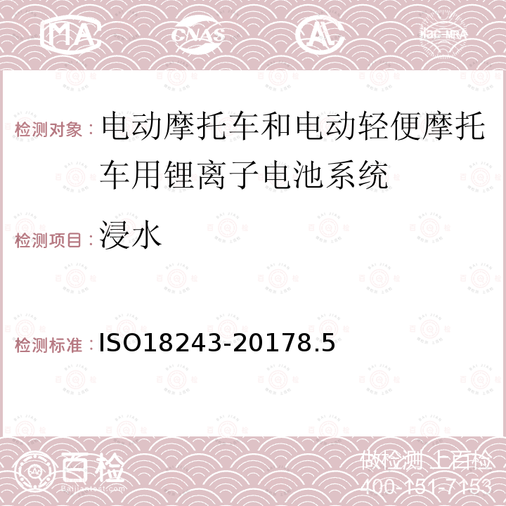 浸水 电动轻便摩托车和电动摩托车用锂离子电池系统的测试规范和安全要求