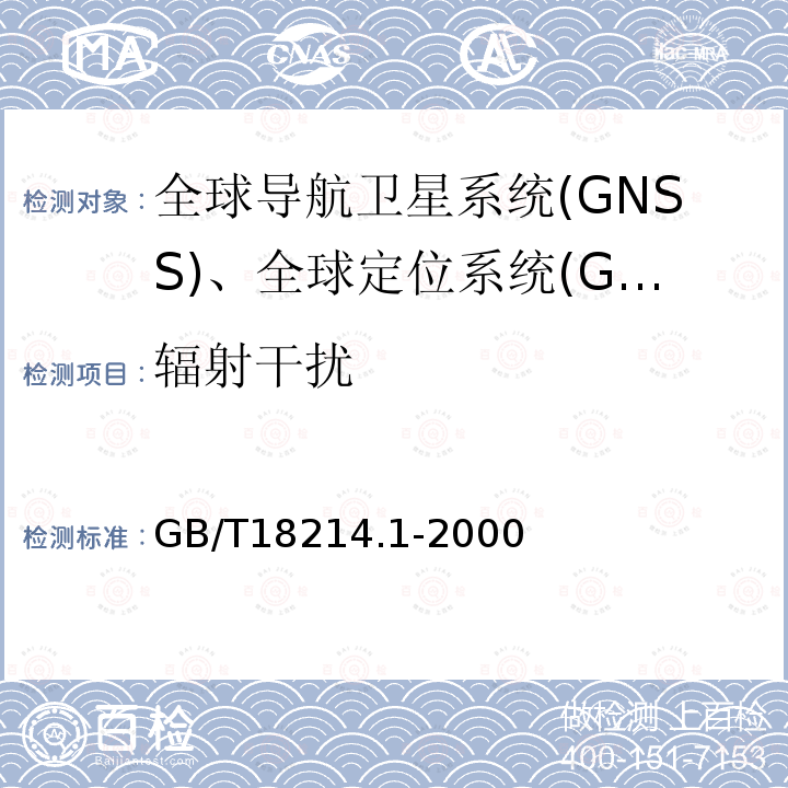 辐射干扰 全球导航卫星系统（GNSS）第1部分：全球定位系统（GPS）接收设备性能标准、测试方法和要求的测试结果