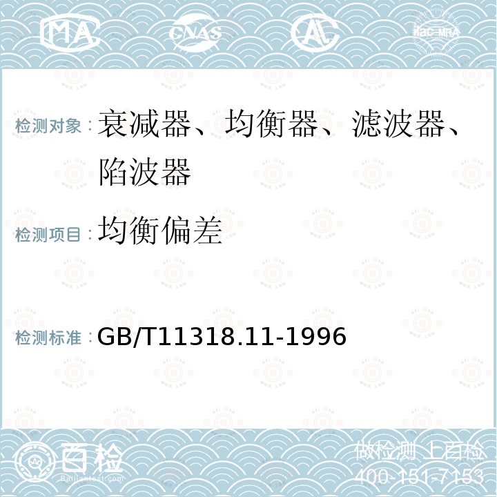 均衡偏差 电视和声音信号的电缆分配系统设备与部件 第11部分：衰减器、均衡器、滤波器和陷波器