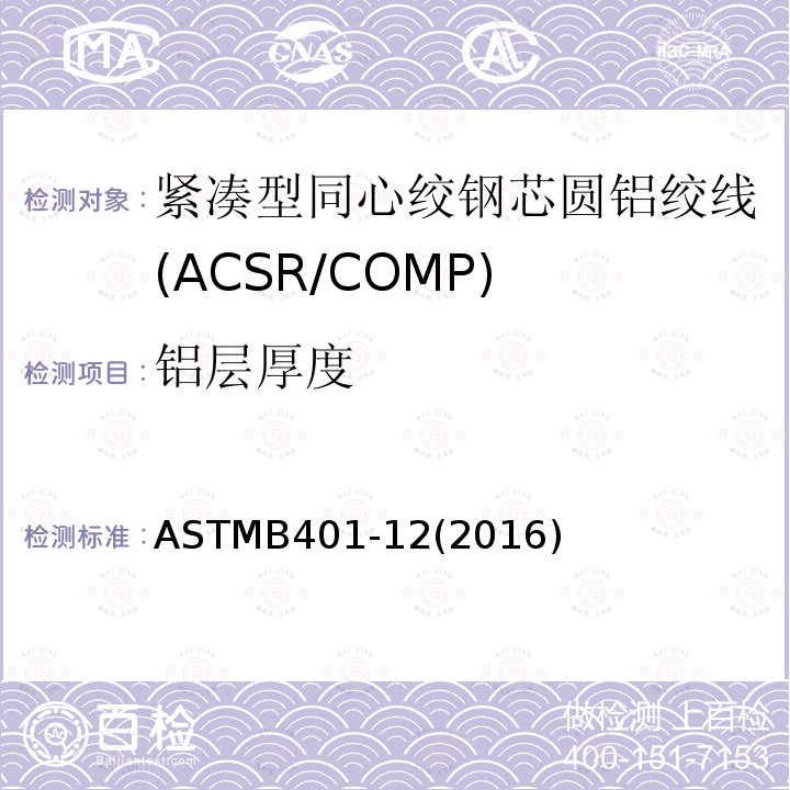 铝层厚度 紧凑型同心绞钢芯圆铝绞线标准规范(ACSR/COMP)