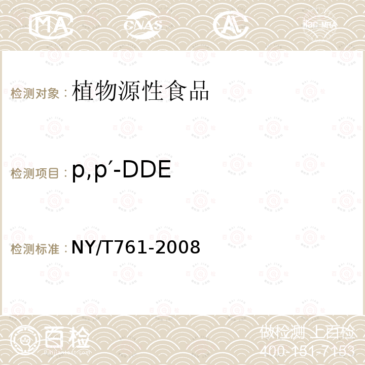 p,p′-DDE 蔬菜和水果中有机磷、有机氯、拟除虫菊酯和氨基甲酸酯类农药多残留测定
