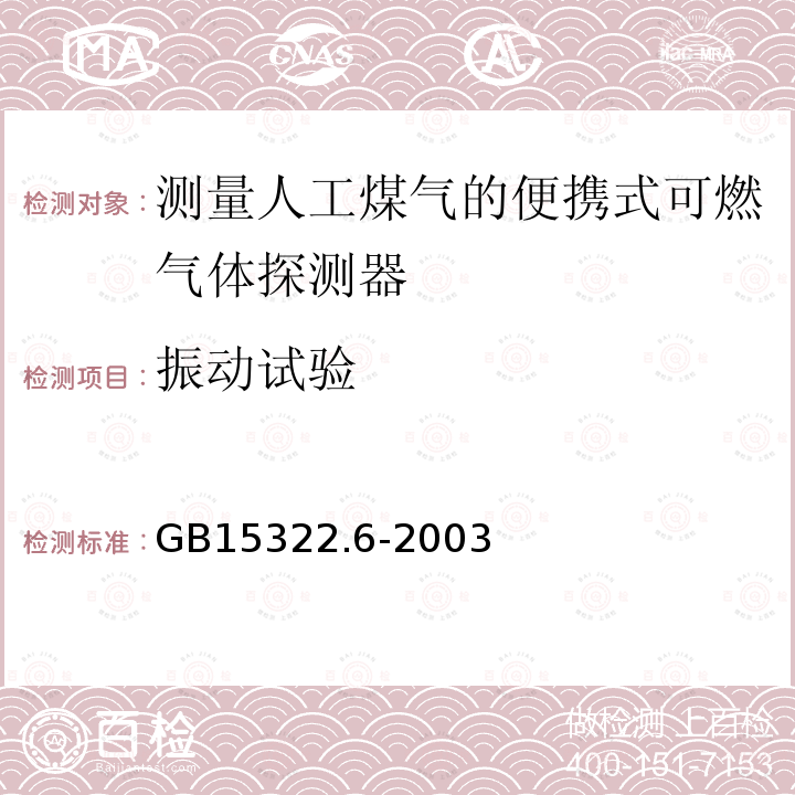 振动试验 可燃气体探测器 第6部分:测量人工煤气的便携式可燃气体探测器