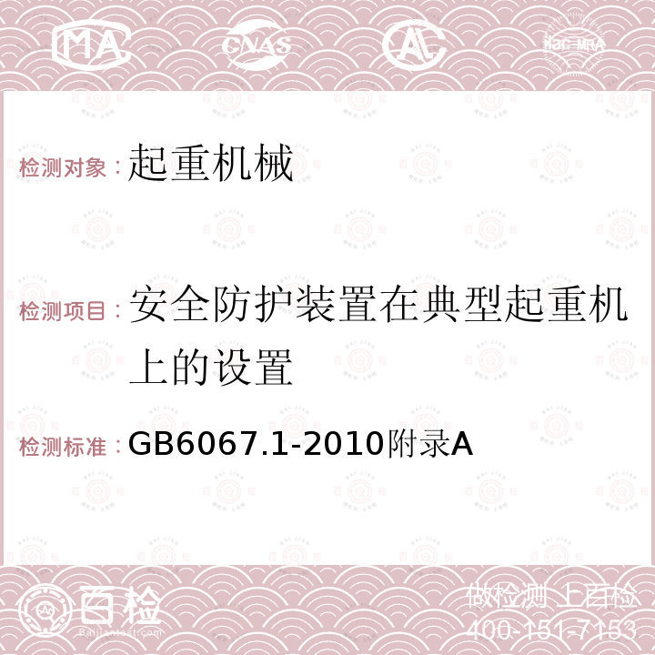 安全防护装置在典型起重机上的设置 起重机械 安全规程 第1部分：总则