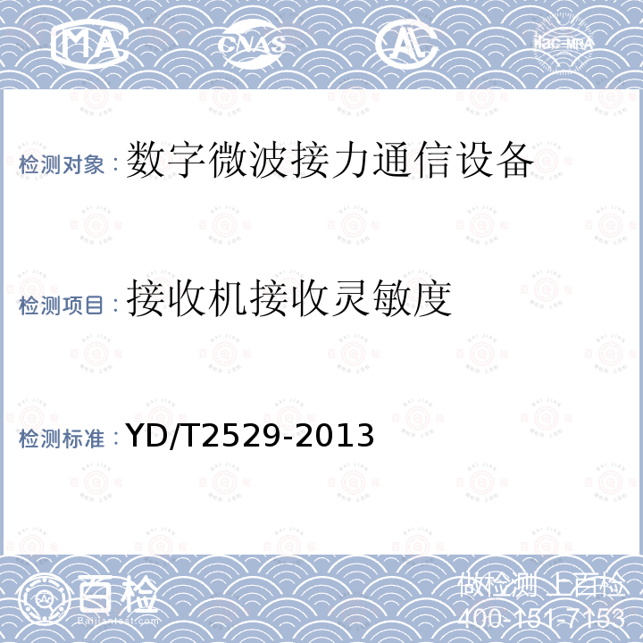 接收机接收灵敏度 SDH数字微波通信设备和系统技术要求及测试方法