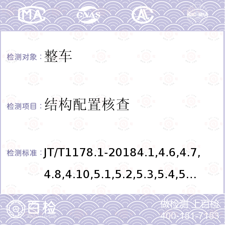 结构配置核查 营运货车安全技术条件 第1部分：载货汽车