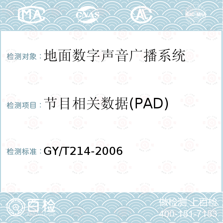 节目相关数据(PAD) 30MHz—3000MHz地面数字音频广播系统技术规范