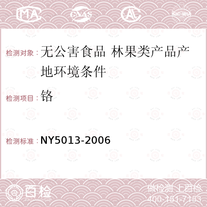 铬 NY 5013-2006 无公害食品 林果类产品产地环境条件