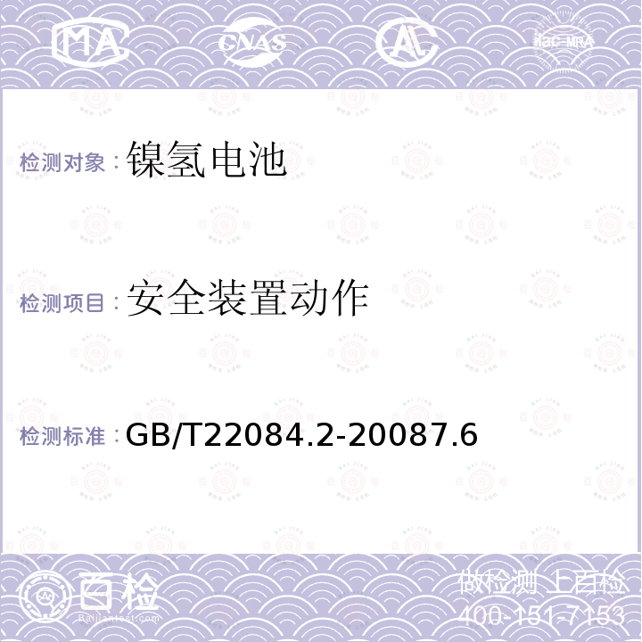 安全装置动作 含碱性或其他非酸性电解质的蓄电池和蓄电池组－便携式密封单体蓄电池金属氢化物镍电池