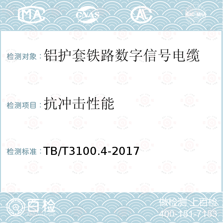 抗冲击性能 铁路数字信号电缆 第4部分：铝护套铁路数字信号电缆