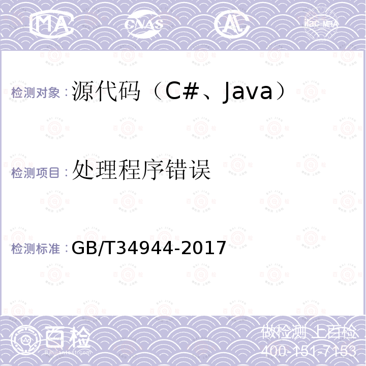 处理程序错误 Java语言源代码漏洞测试规范