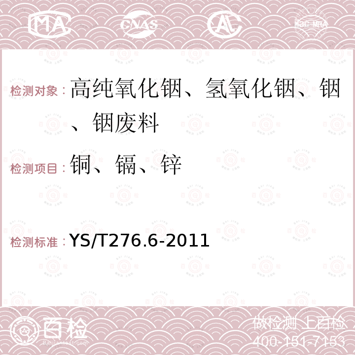 铜、镉、锌 铟化学分析方法 第6部分：铜、镉、锌量的测定 火焰原子吸收光谱法