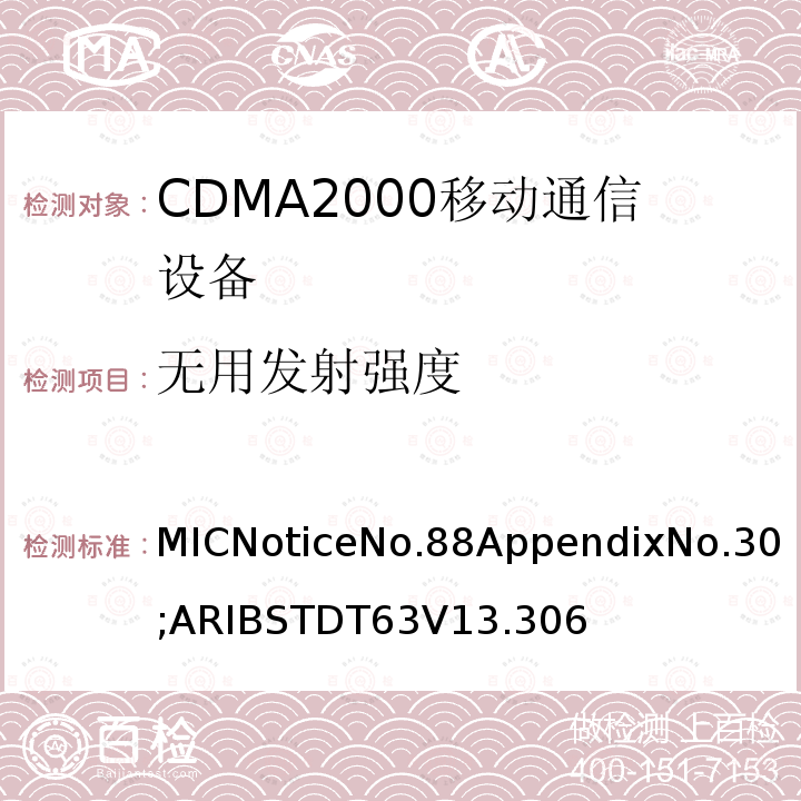 无用发射强度 用于移动无线通信的CDMA2000(1x EV-DO)陆地移动台