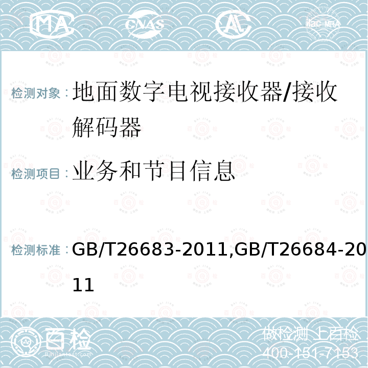 业务和节目信息 地面数字电视接收器通用规范,
地面数字电视接收器测量方法