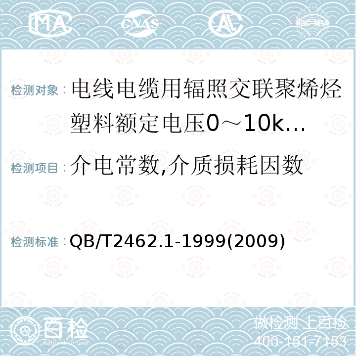 介电常数,介质损耗因数 电线电缆用辐照交联聚烯烃塑料额定电压0～10kV聚乙烯绝缘料