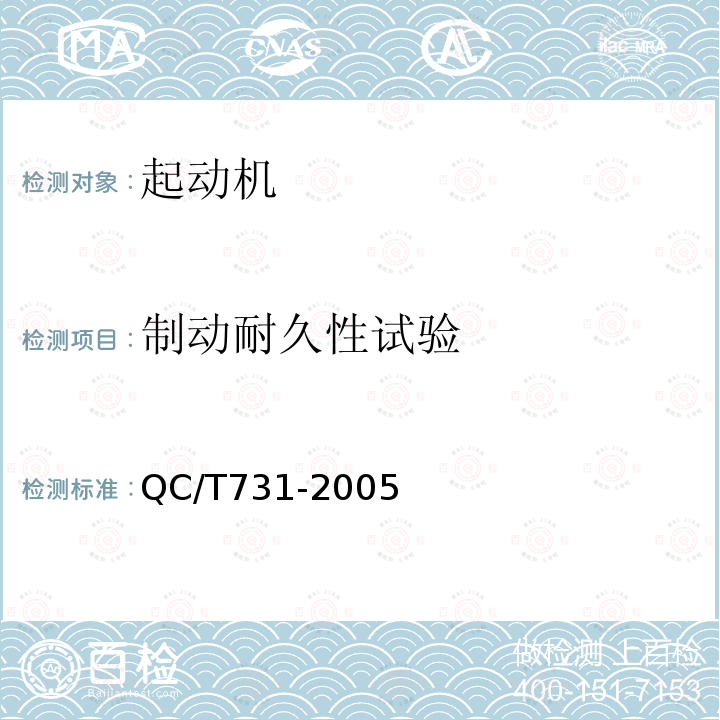 制動耐久性試驗 汽車用起動機