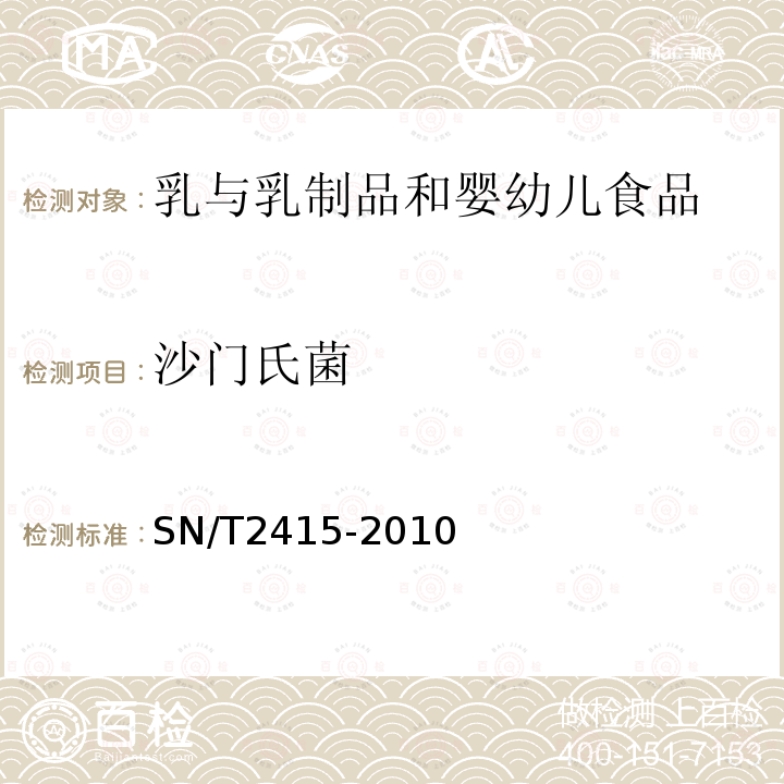 沙门氏菌 进出口乳及乳制品中沙门氏菌快速检测方法 实时荧光PCR法